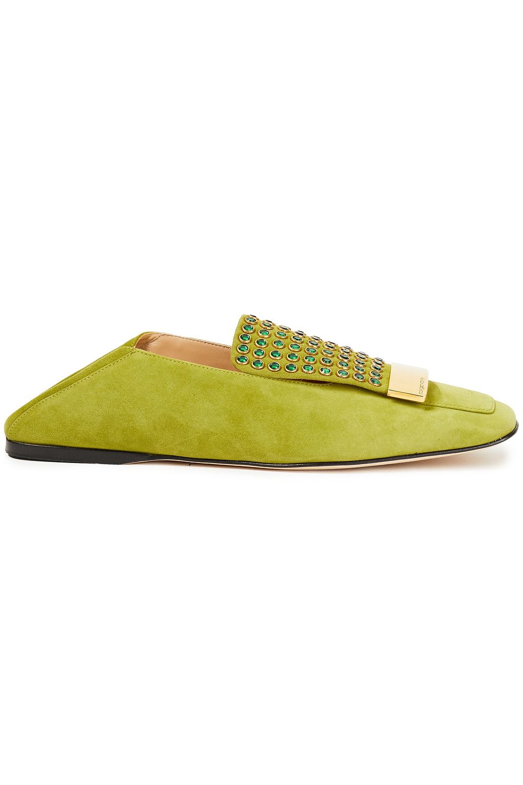 SERGIO ROSSI Collapsible-heel embellished suede loafers