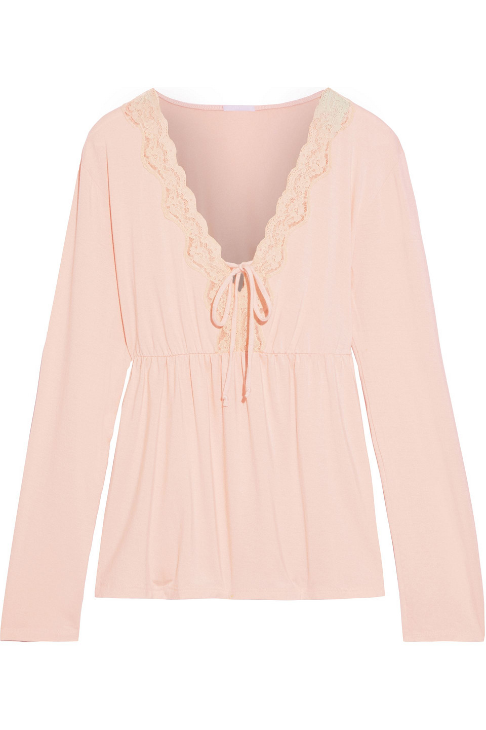 Eberjey Lady Godiva lace-trimmed stretch-modal jersey pajama top