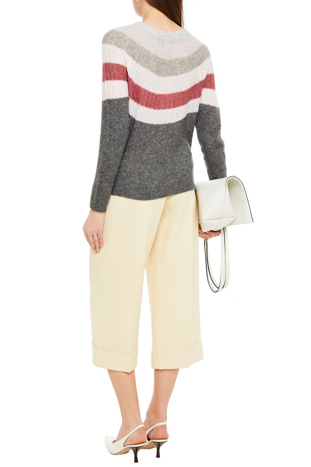 AUTUMN CASHMERE Striped cashmere and silk-blend sweater