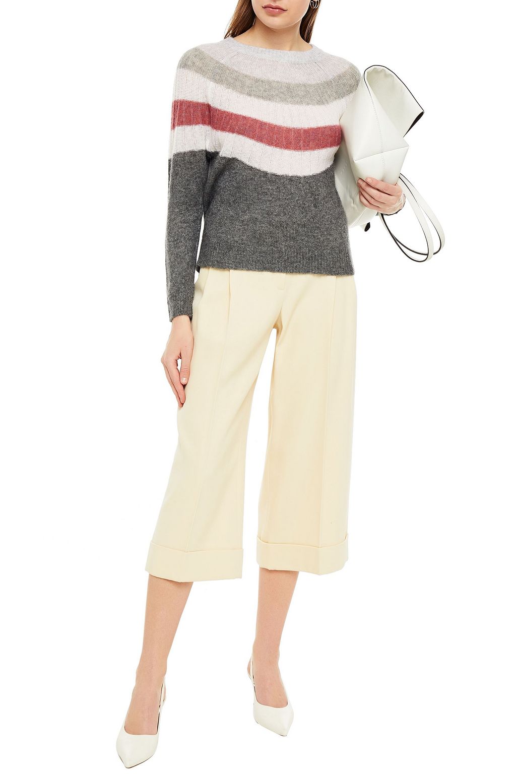 AUTUMN CASHMERE Striped cashmere and silk-blend sweater