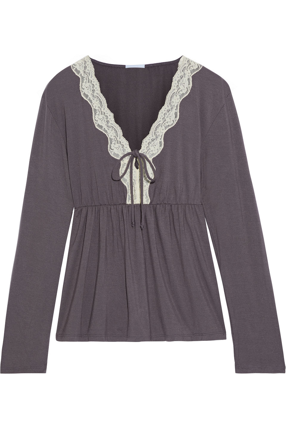 Eberjey Lady Godiva lace-trimmed stretch-modal jersey pajama top