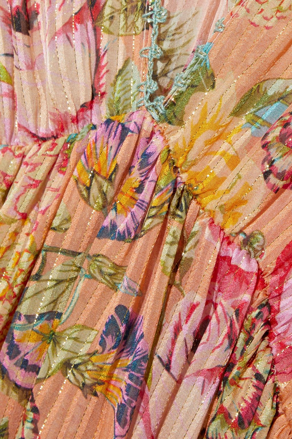 ANJUNA Renata floral-print burnout metallic silk-blend chiffon kaftan
