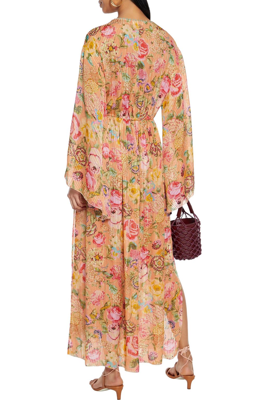 ANJUNA Renata floral-print burnout metallic silk-blend chiffon kaftan