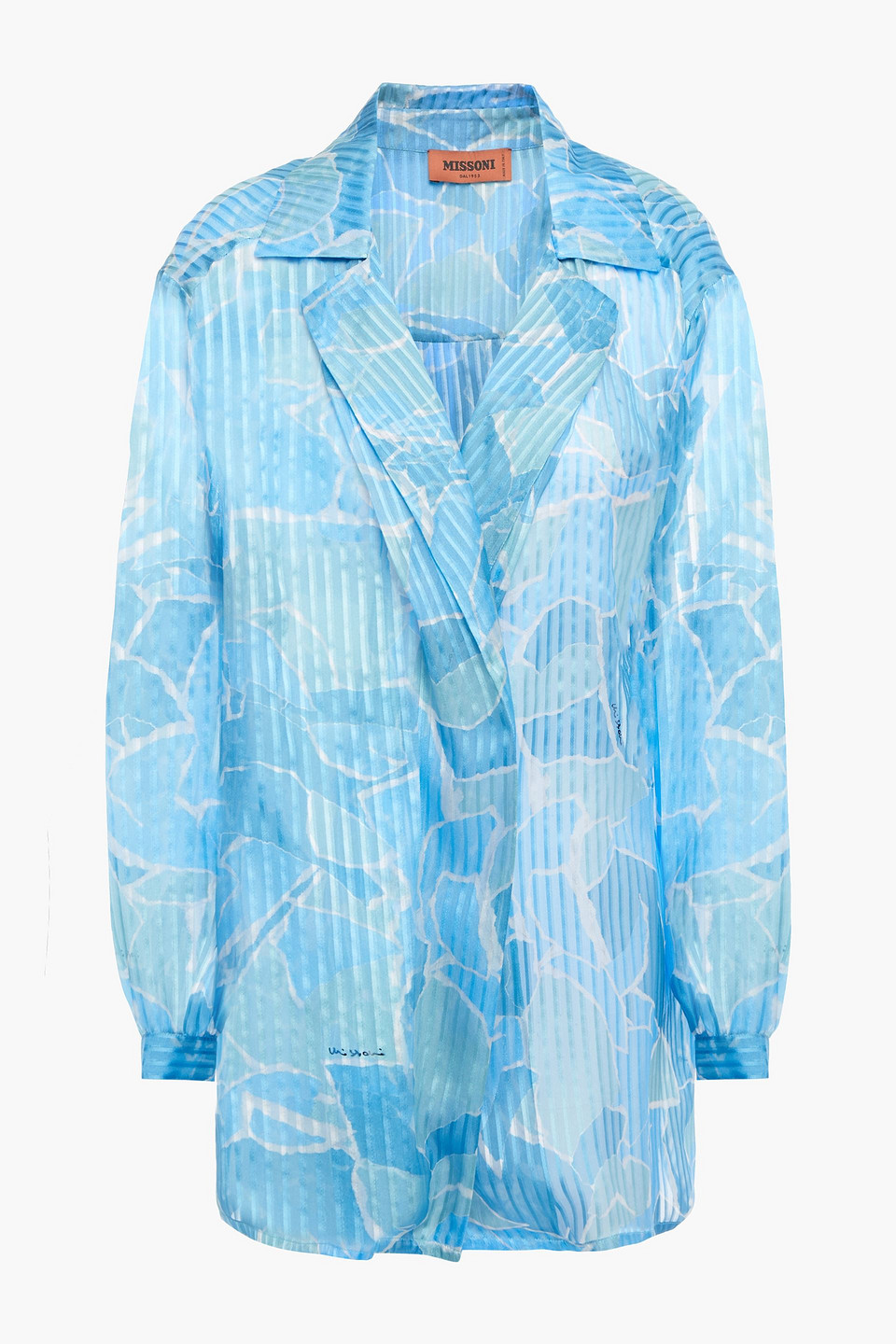 Missoni Woman Printed Silk-jacquard Jacket Light Blue Size 46