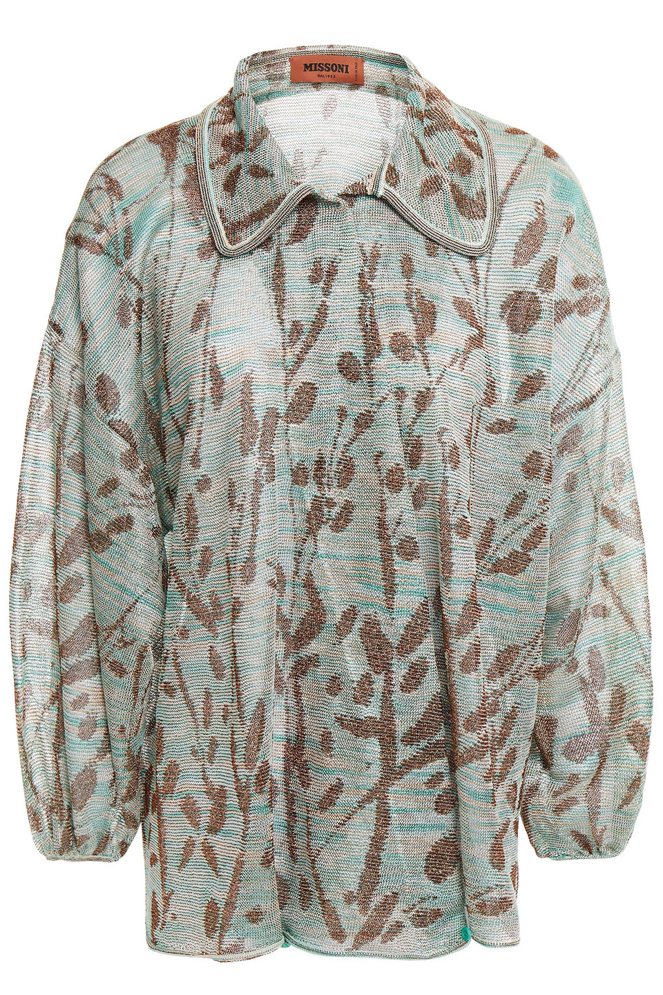 Missoni Woman Metallic Crochet-knit Top Mint Size 40
