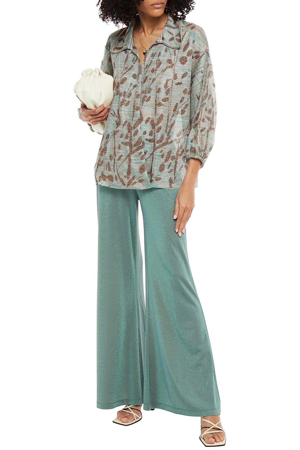 MISSONI Metallic crochet-knit shirt