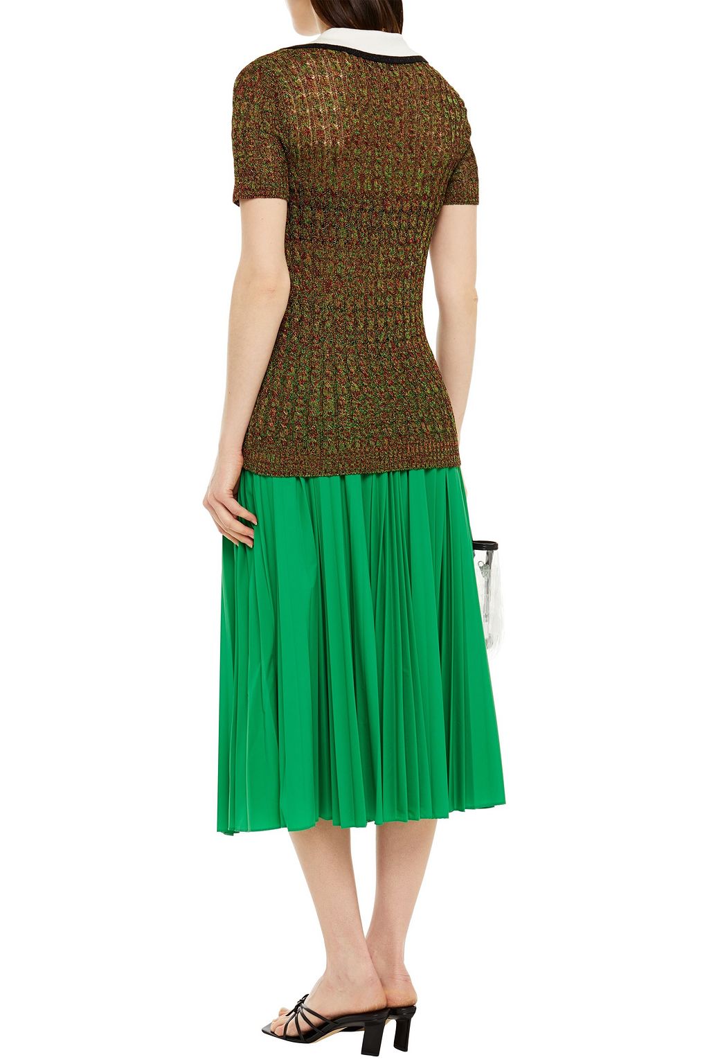 MISSONI Metallic cable-knit polo shirt