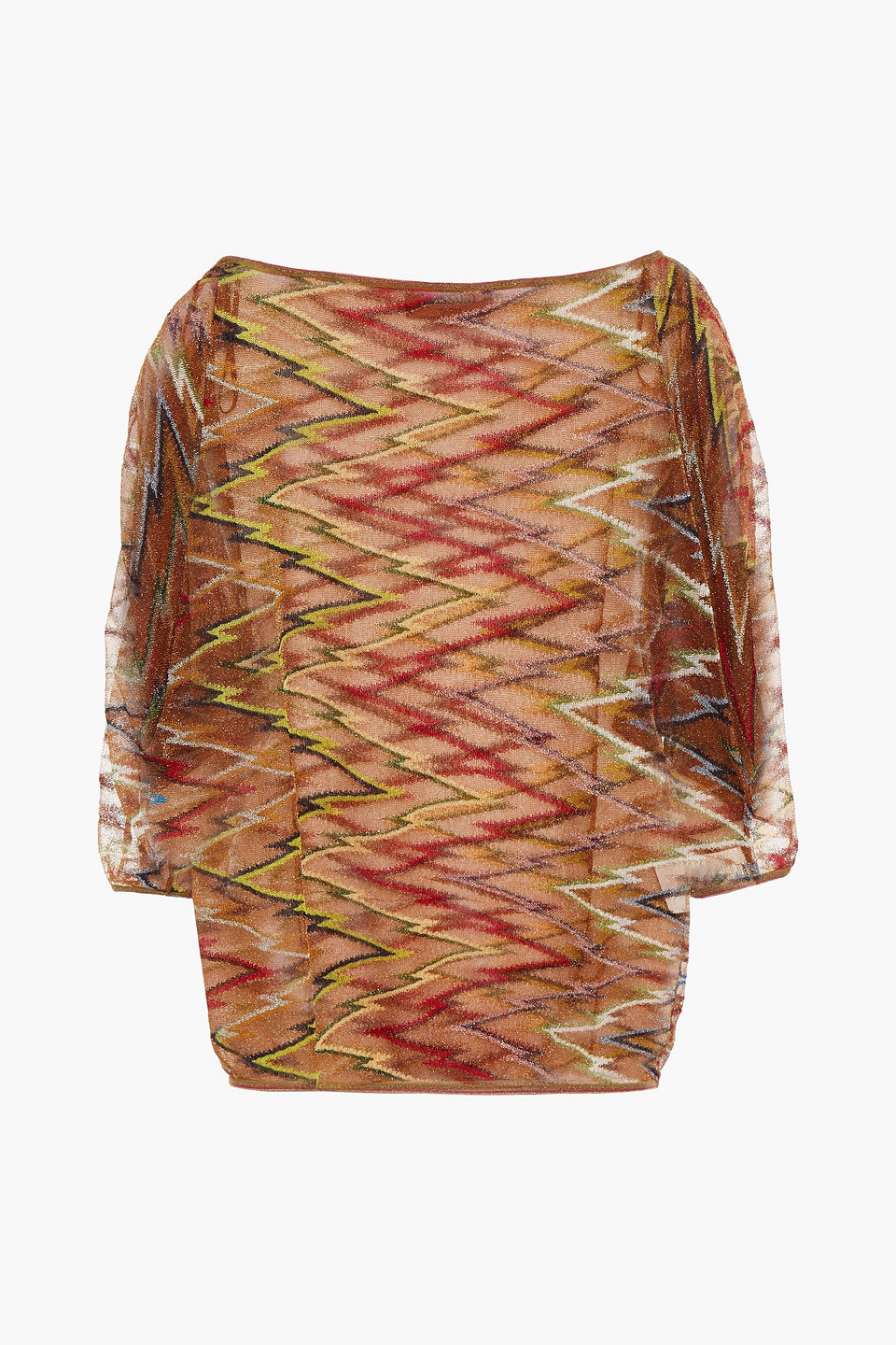 Missoni Woman Metallic Crochet-knit Cupro-blend Top Brown Size 44
