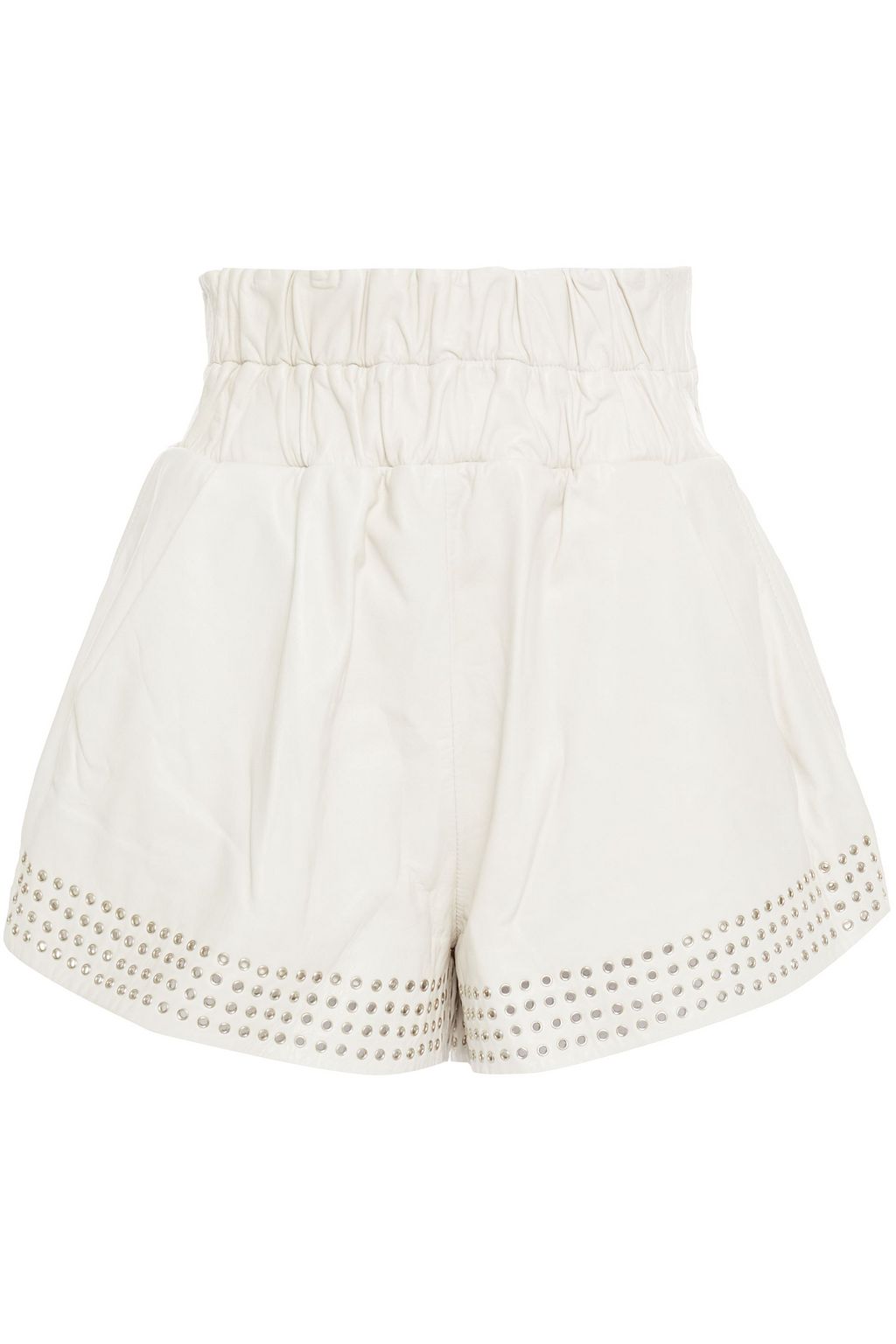 Off-white Eyelet-trimmed leather shorts 