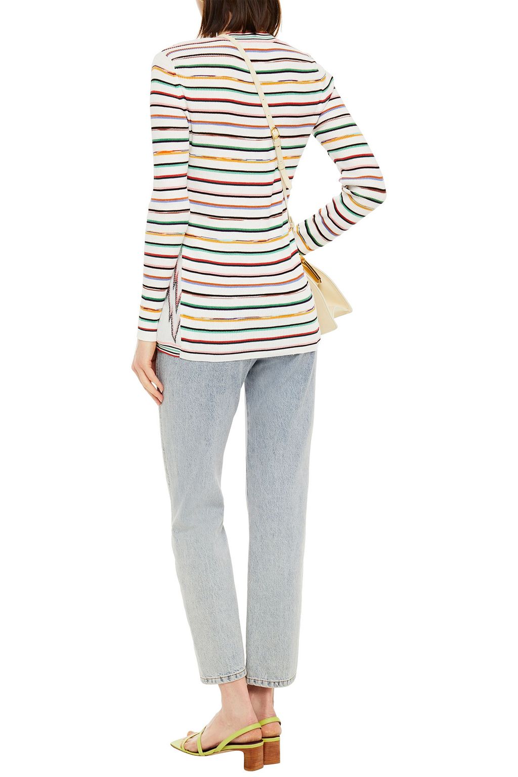 MISSONI Striped ribbed and crochet-knit cotton-blend cardigan
