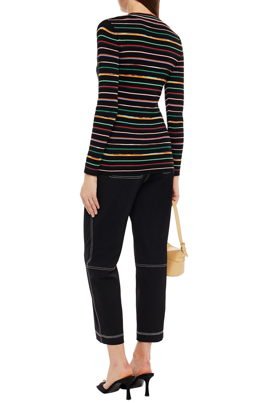 MISSONI Striped ribbed and crochet-knit cotton-blend cardigan