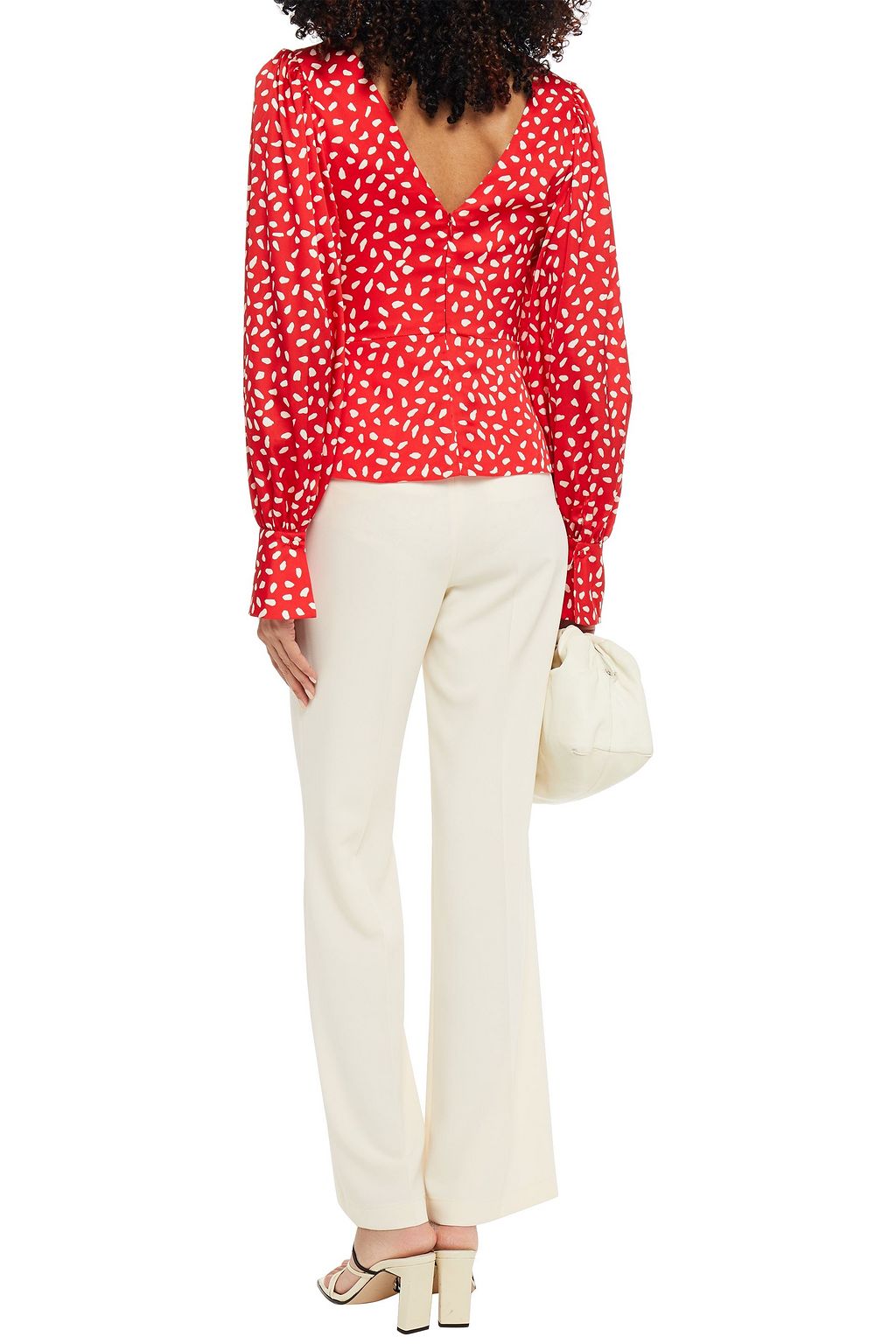 SELF-PORTRAIT Twisted printed satin top