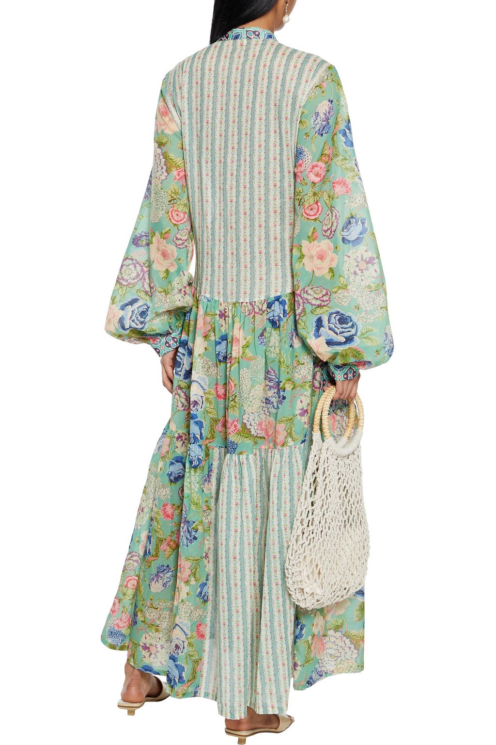 ANJUNA Luella patchwork printed cotton-voile maxi dress
