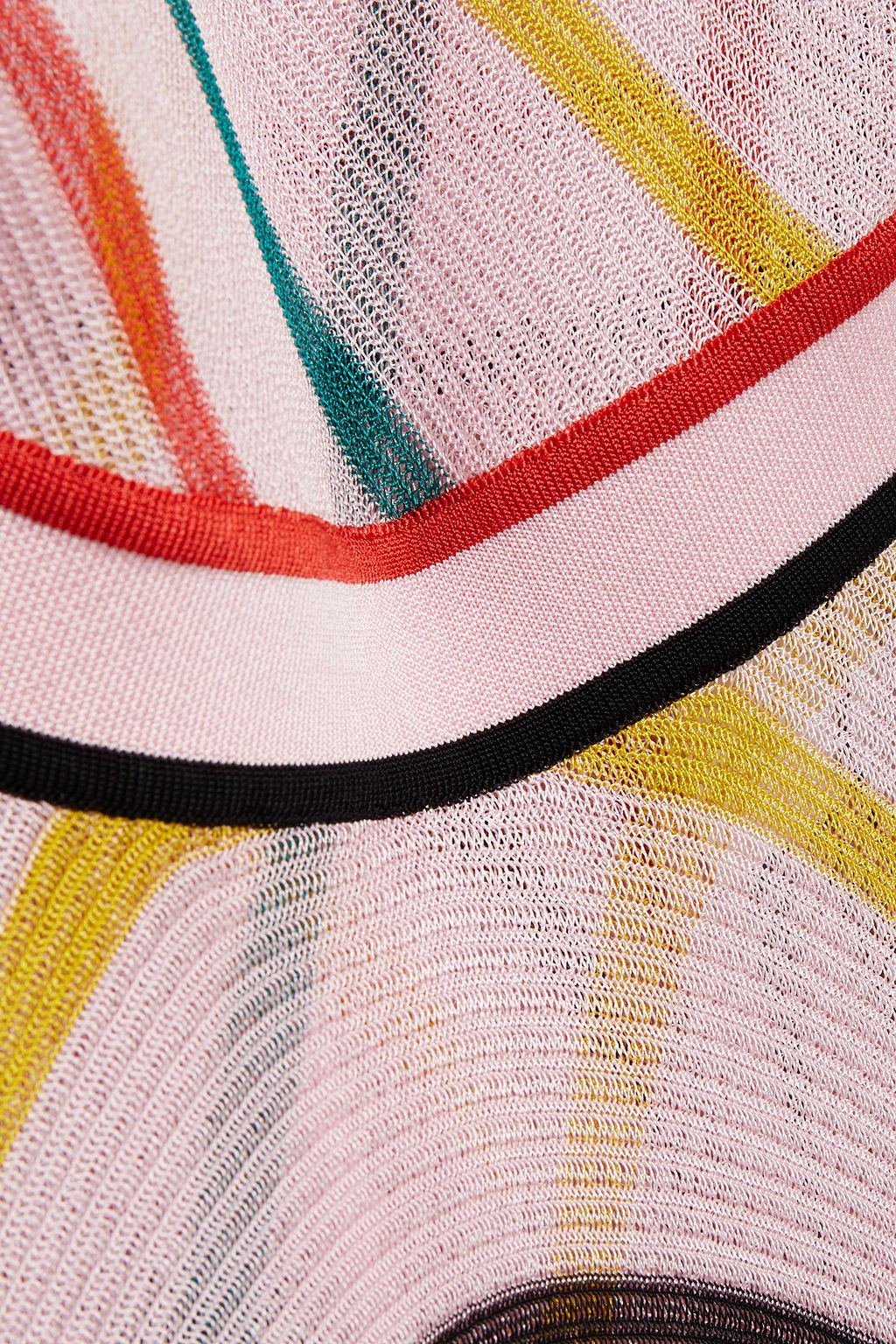 MISSONI Asymmetric striped knitted midi dress