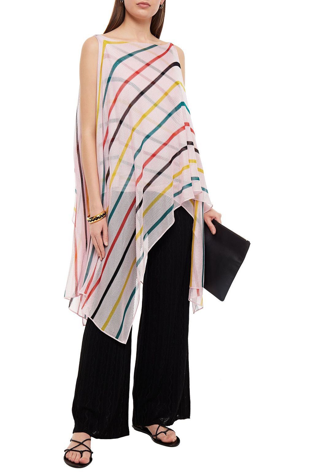 MISSONI Draped striped crochet-knit top