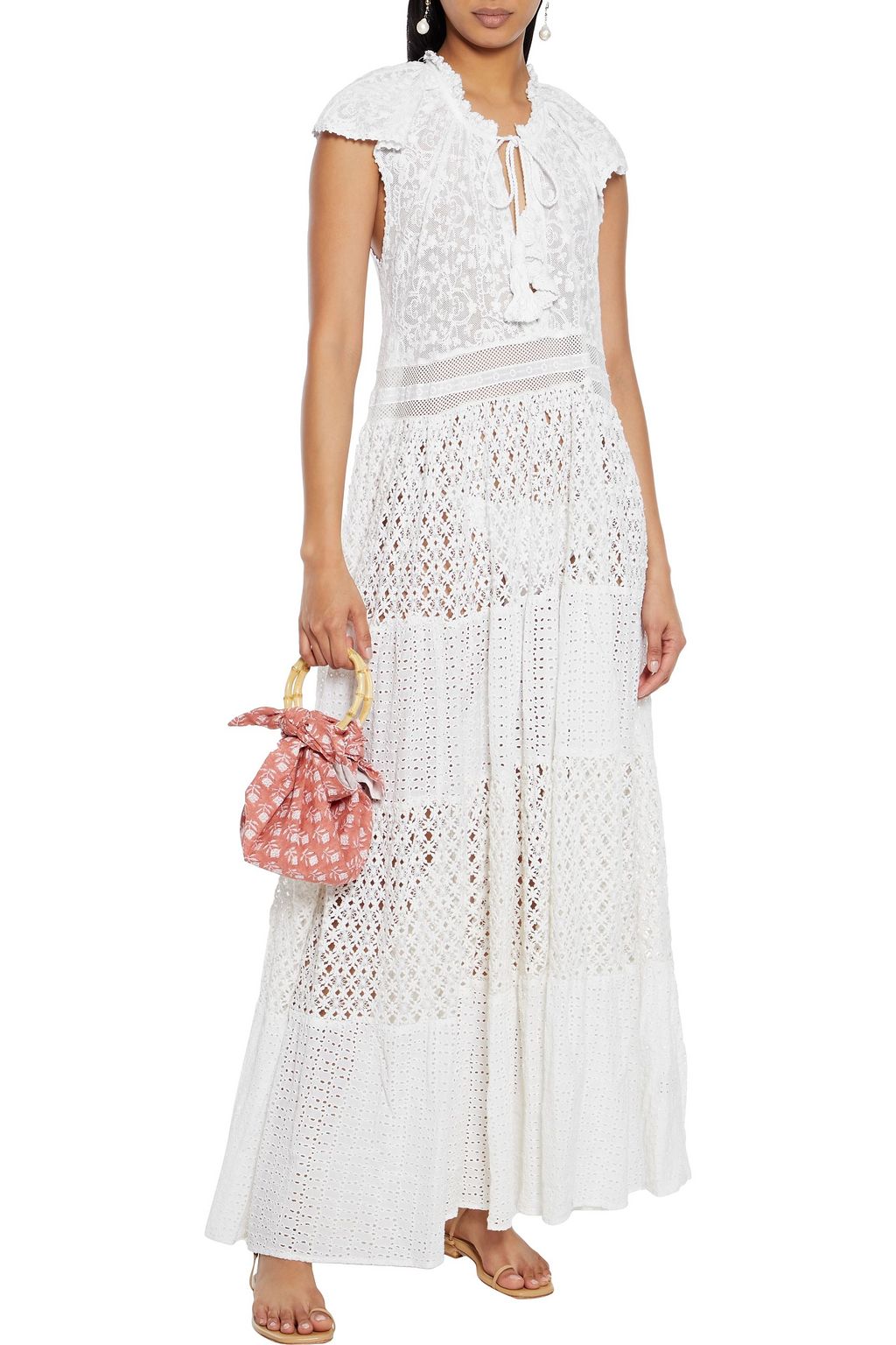 ANJUNA Lulu paneled crocheted lace and broderie anglaise cotton maxi dress