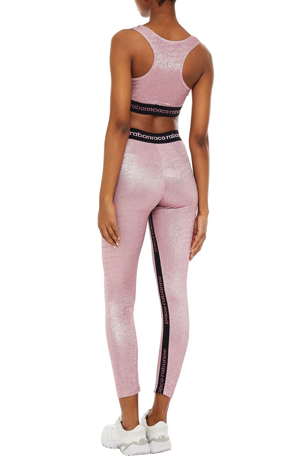 RABANNE Metallic stretch-jersey leggings