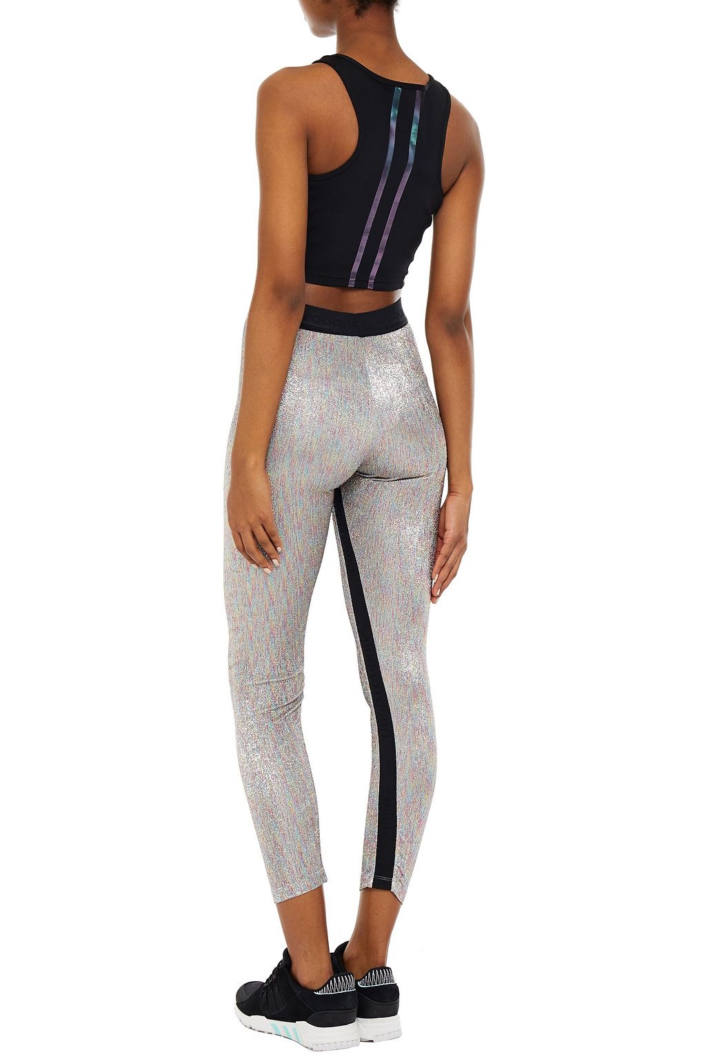 RABANNE Metallic stretch-jersey leggings