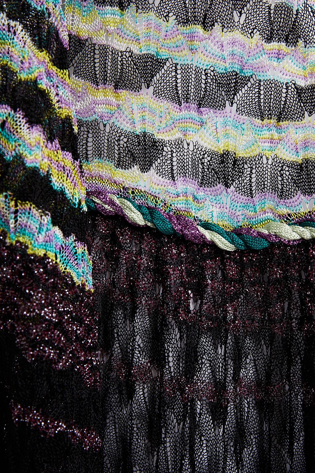 MISSONI Metallic striped crochet-knit kaftan