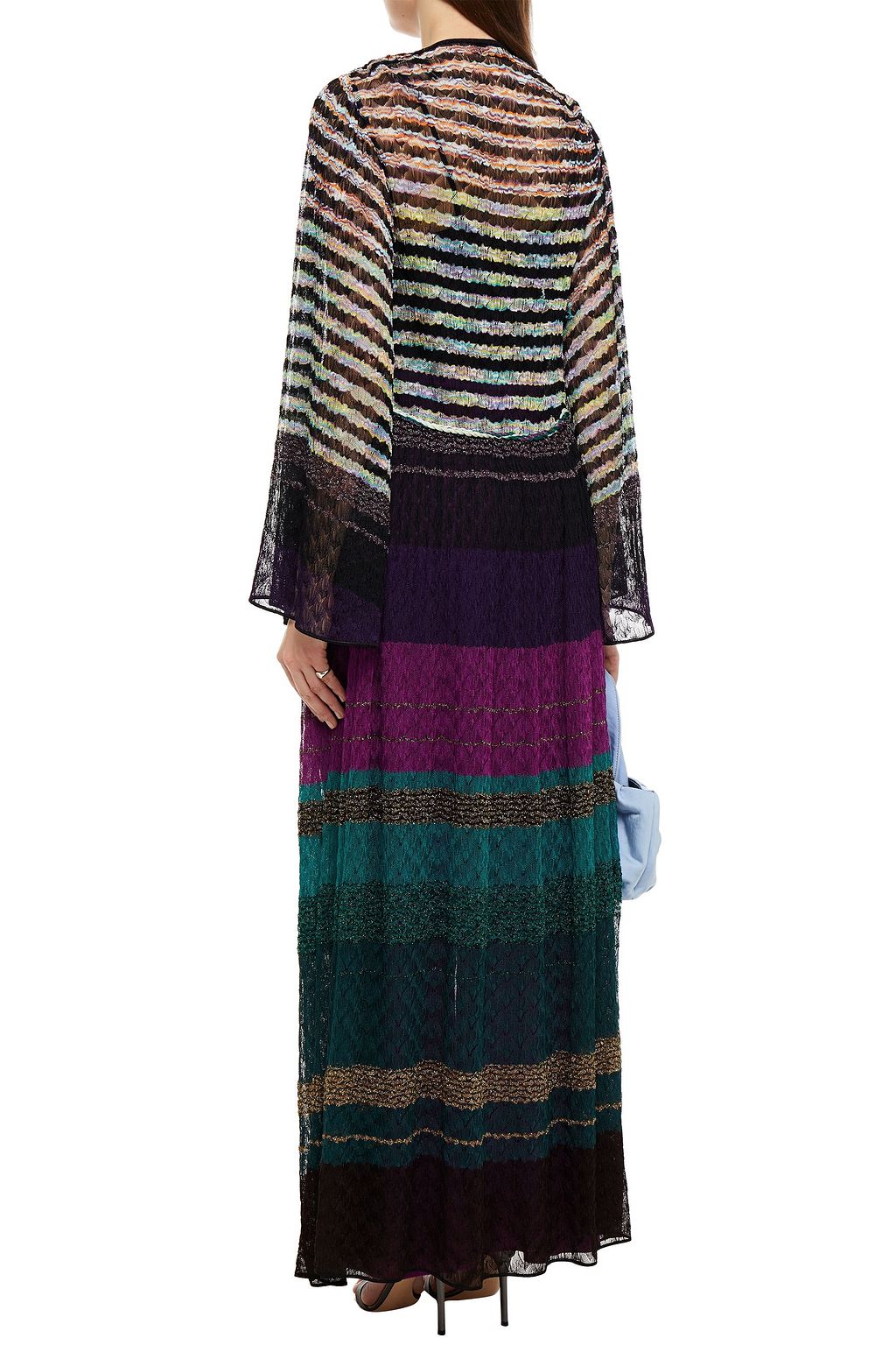 MISSONI Metallic striped crochet-knit kaftan