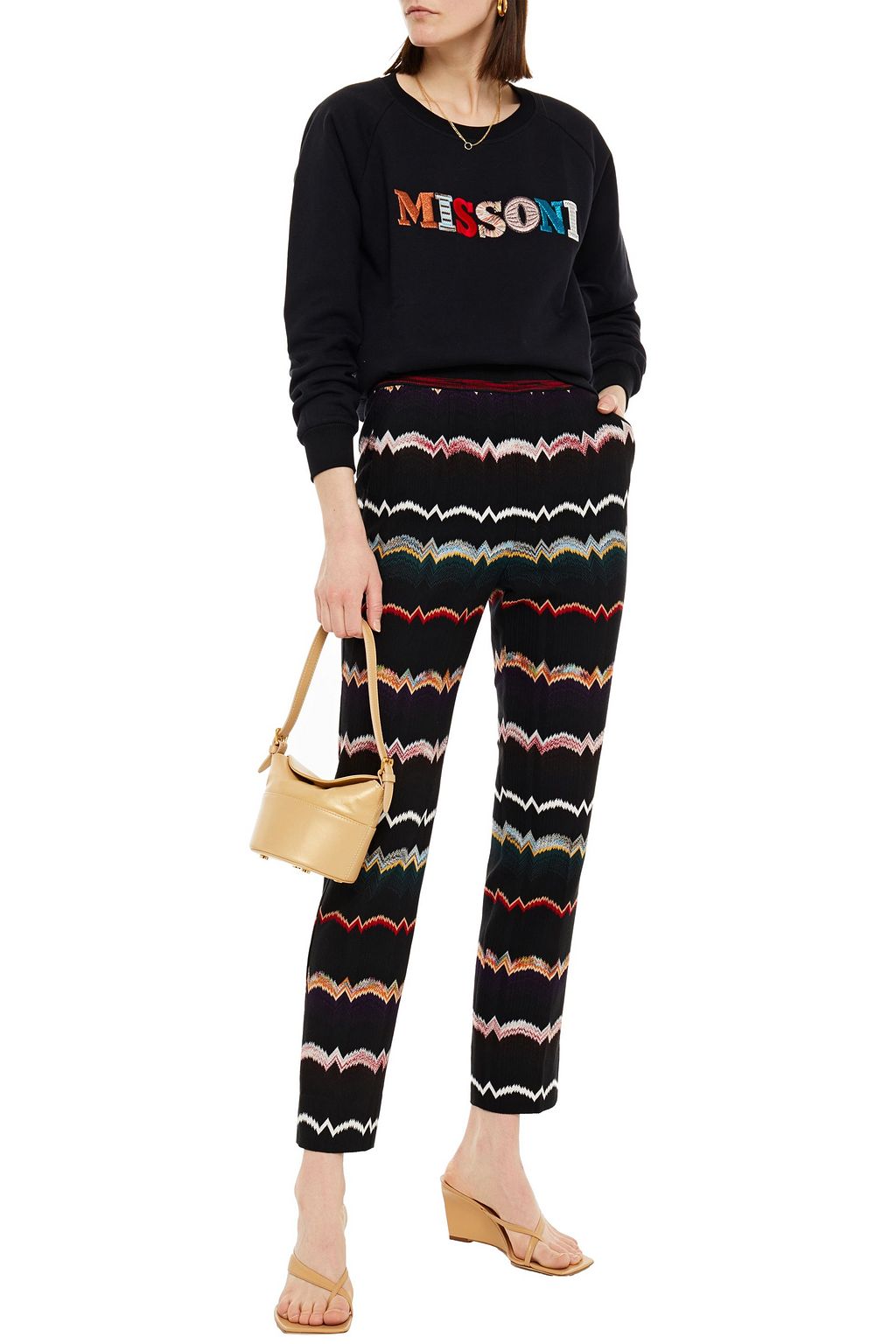 MISSONI Embroidered French cotton-terry sweatshirt