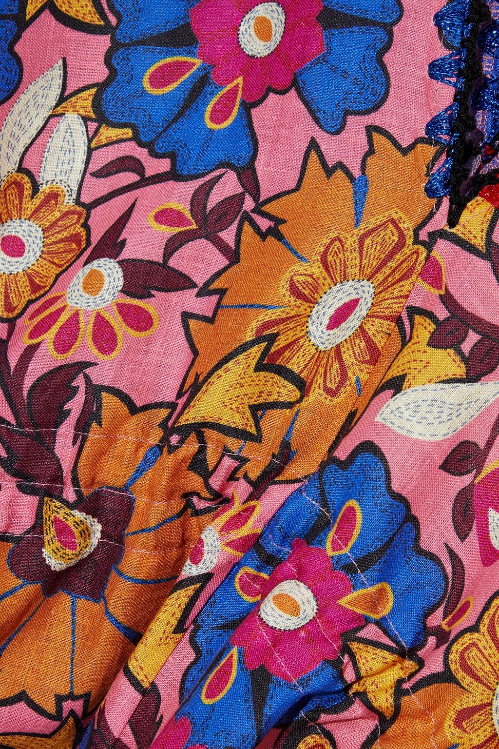 ANJUNA Ariella paneled printed linen kaftan