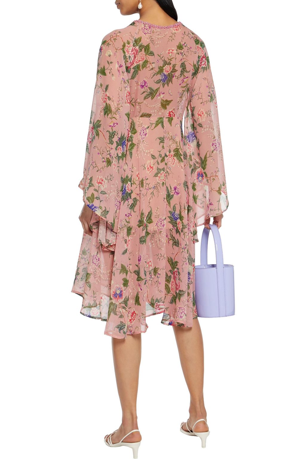 ANJUNA Raffaella embellished floral-print silk-chiffon mini dress