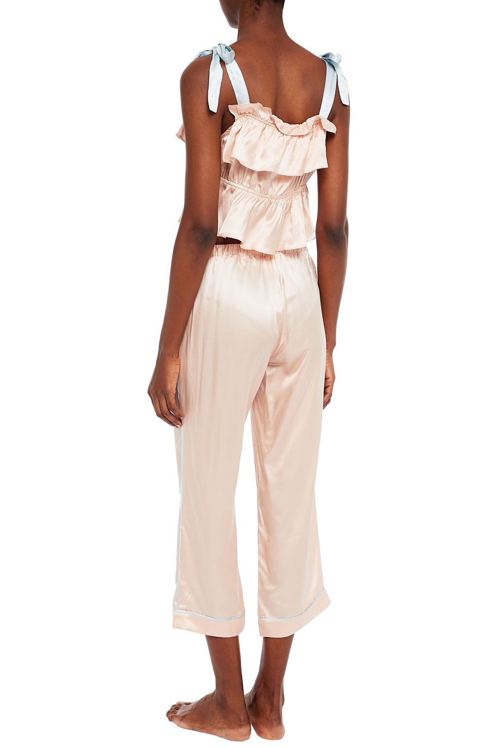MORGAN LANE Petal cropped satin pajama pants