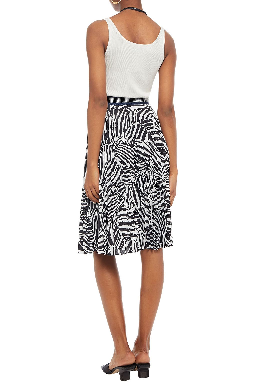 MISSONI Pleated zebra-print crepe de chine skirt