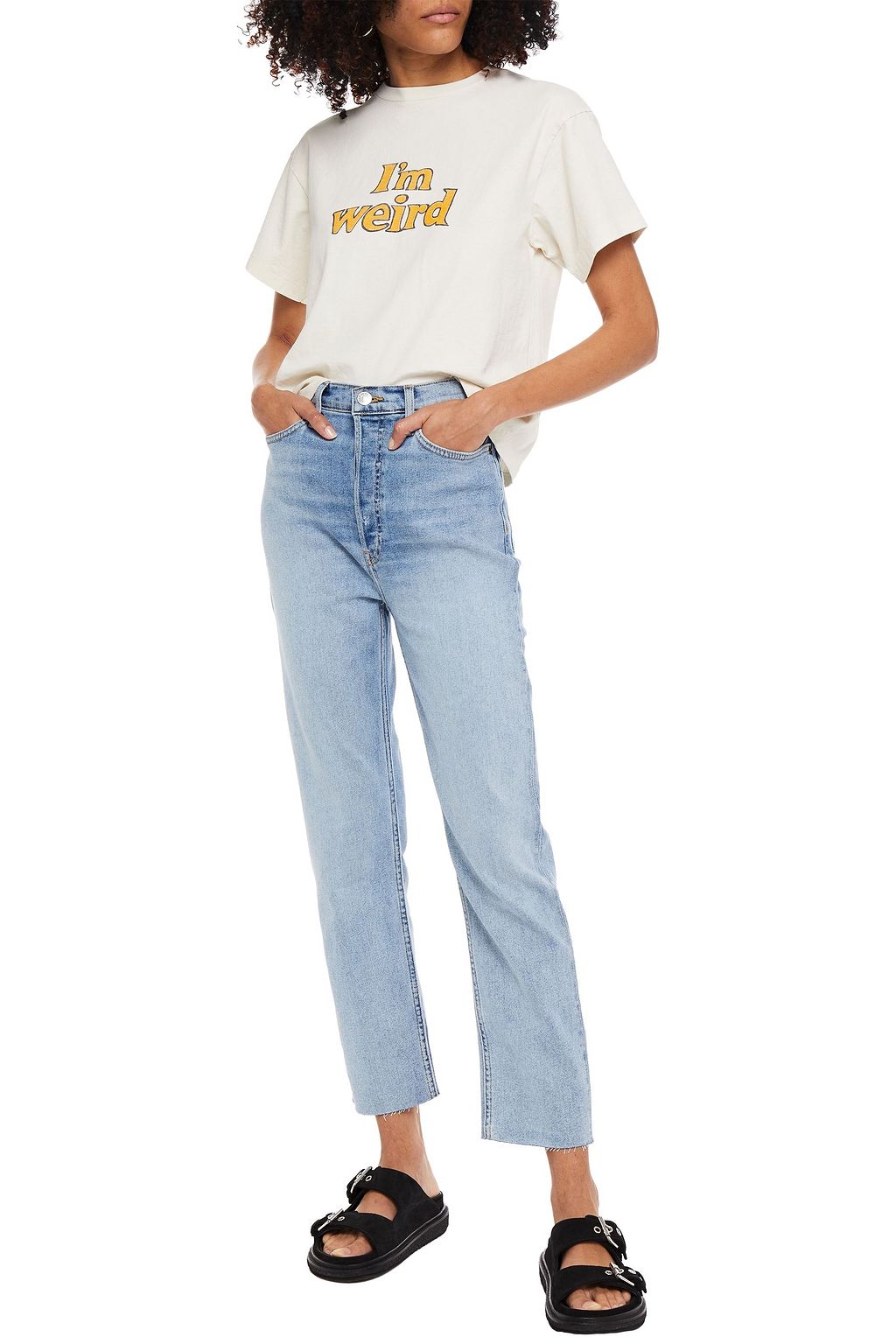 RE/DONE The Caro distressed high-rise straight-leg jeans