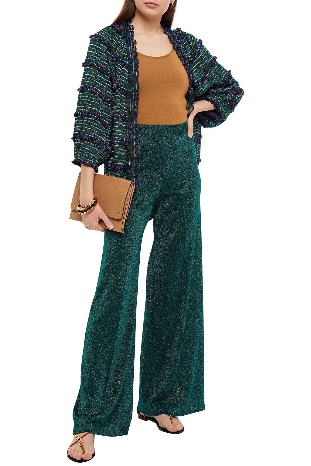 MISSONI Metallic crochet-knit wide-leg pants