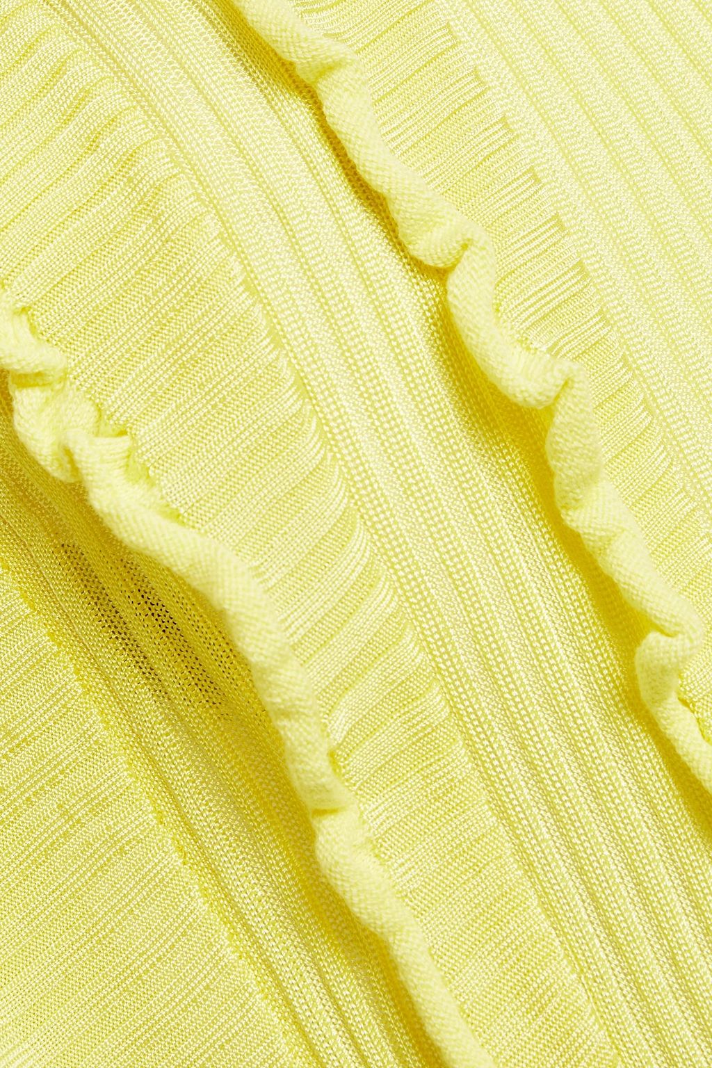 CHLOÉ Ruffled ribbed-knit top