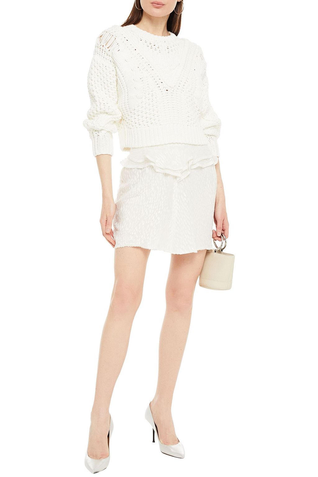 IRO Ruffled devoré-chiffon mini skirt