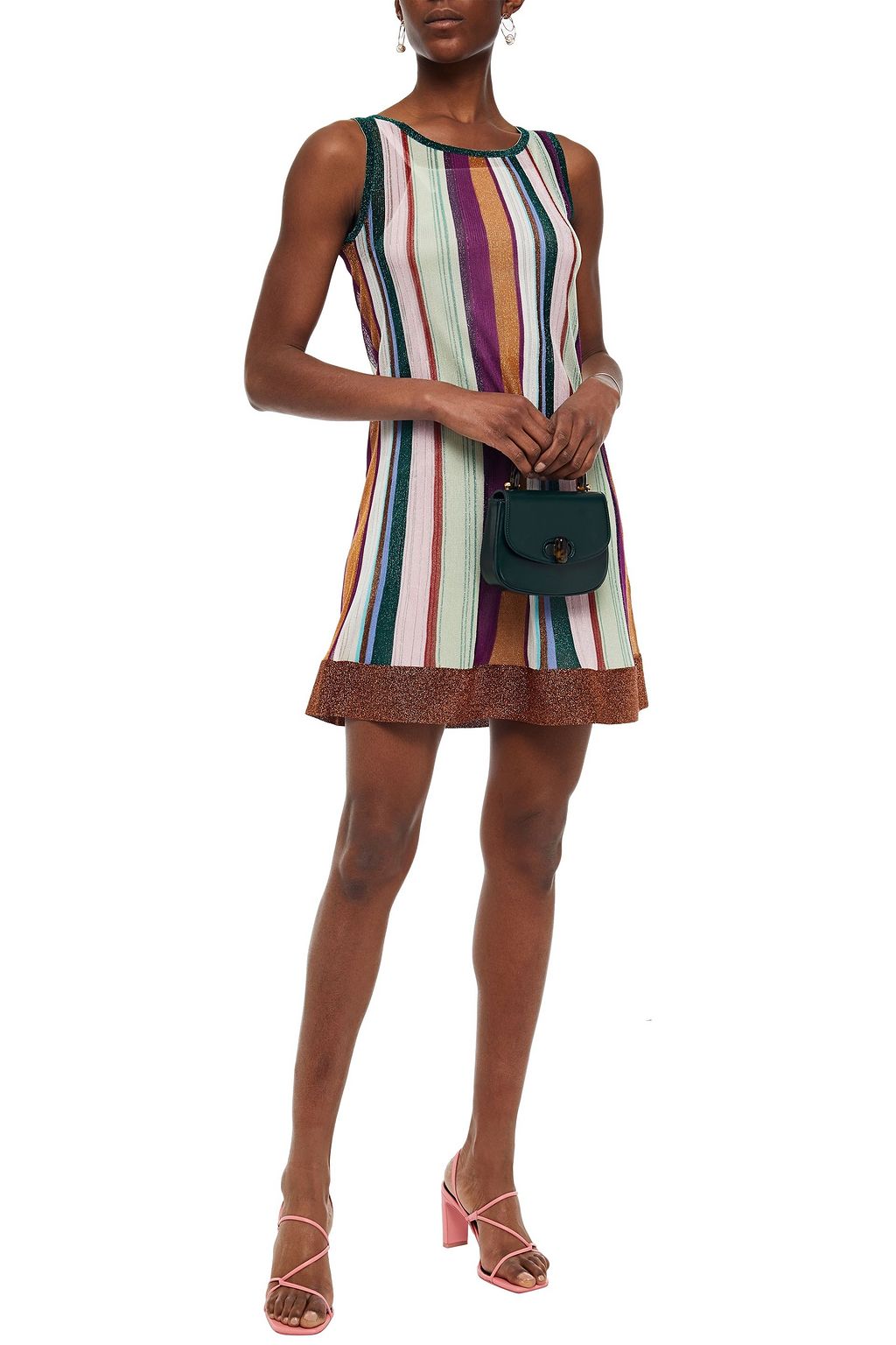 MISSONI Metallic striped knitted mini dress