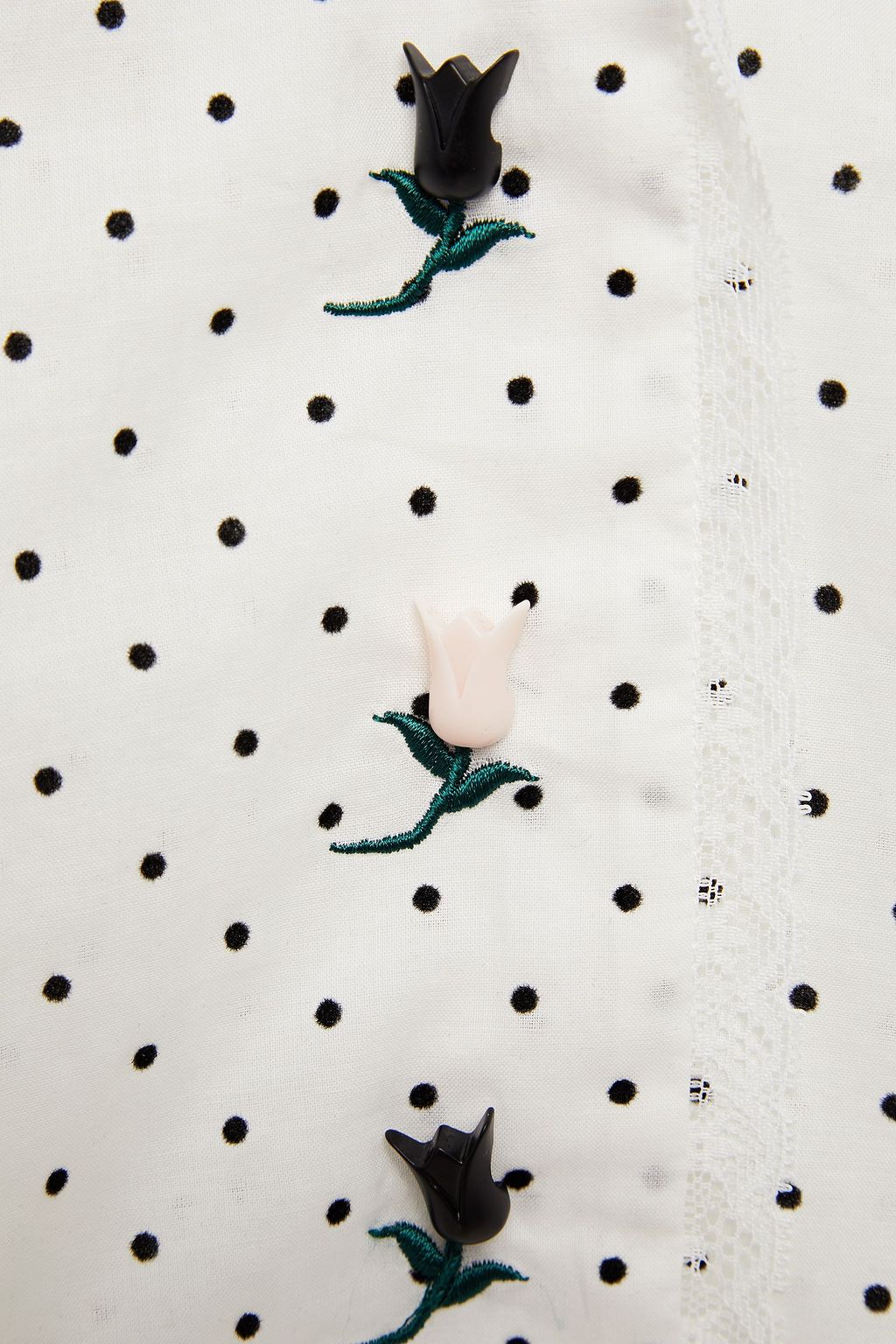 MORGAN LANE Kinsley embroidered flocked cotton pajama shirt