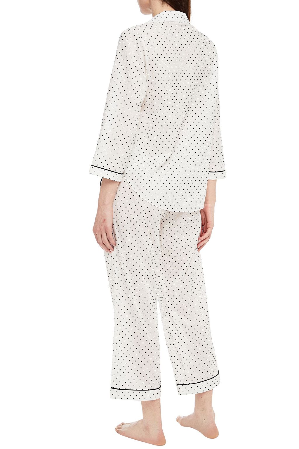 MORGAN LANE Petal lace-trimmed flocked cotton pajama pants