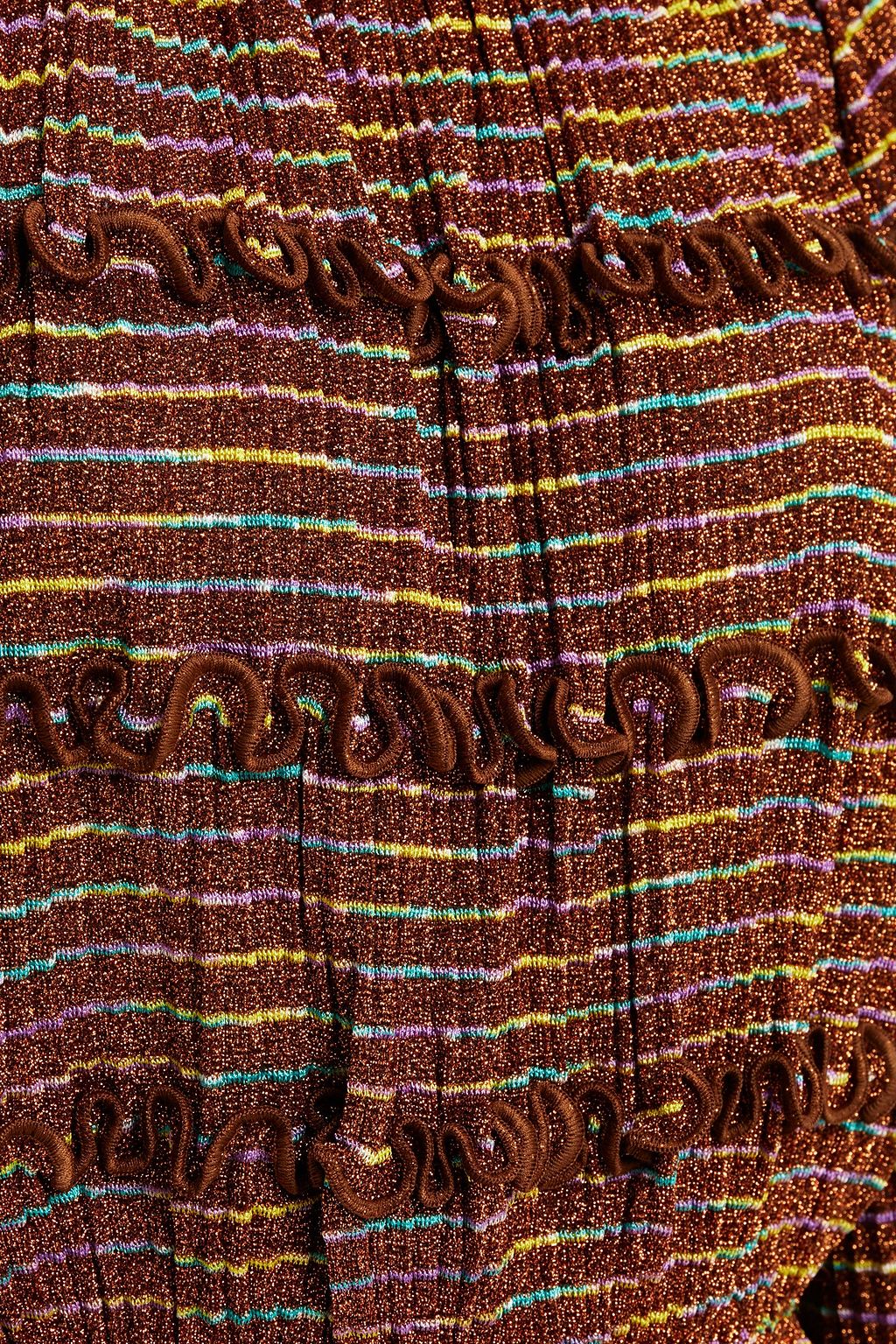 MISSONI Ruffled metallic crochet-knit top