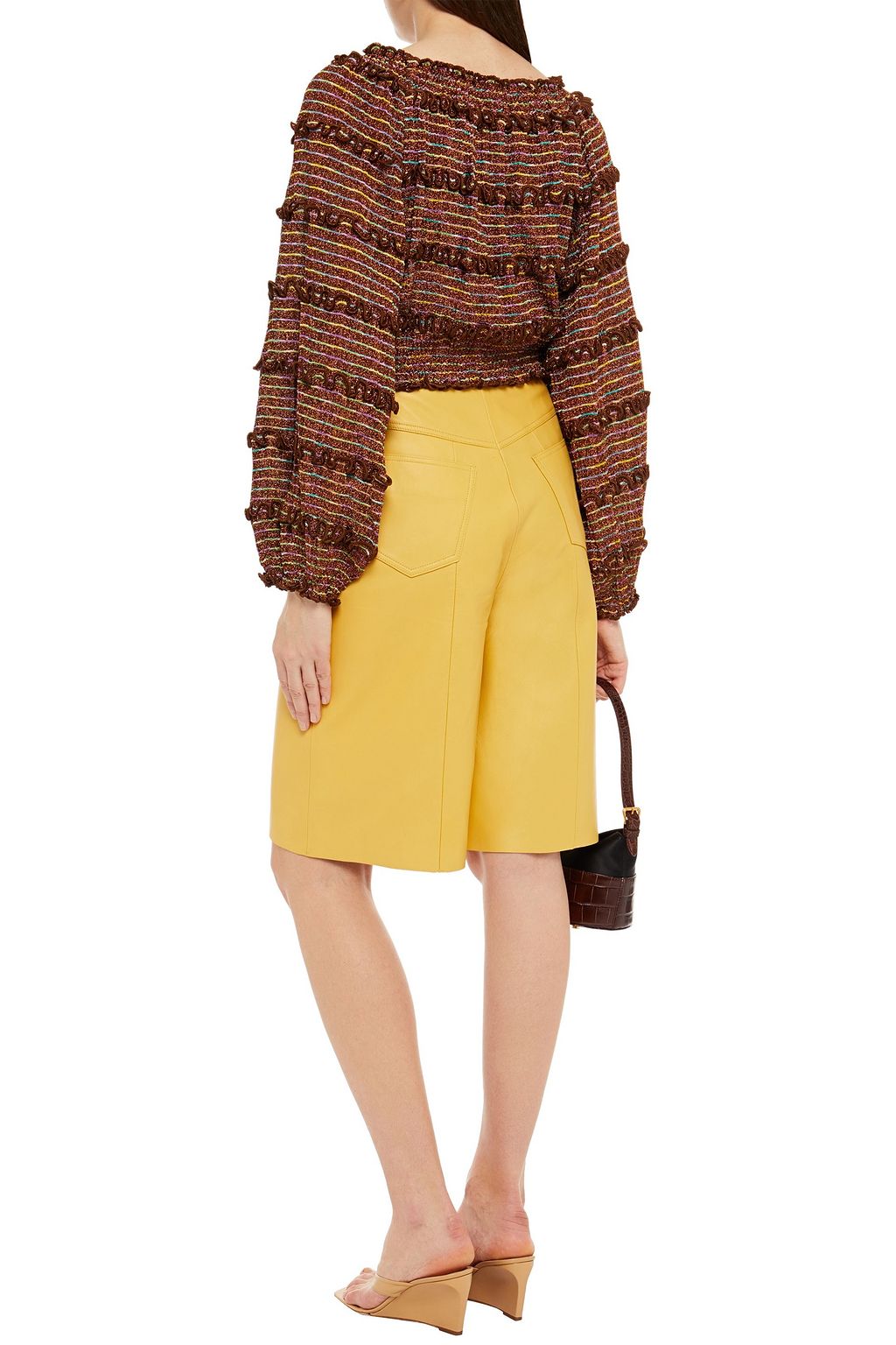 MISSONI Ruffled metallic crochet-knit top