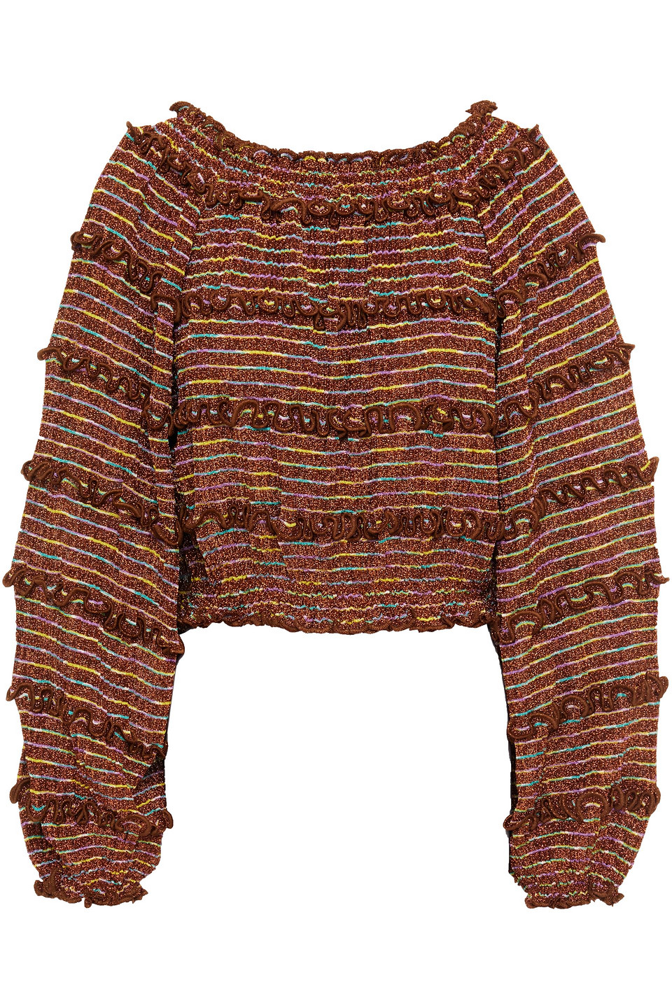 missoni - ruffle-trimmed metallic striped knitted sweater - metallic - it 42