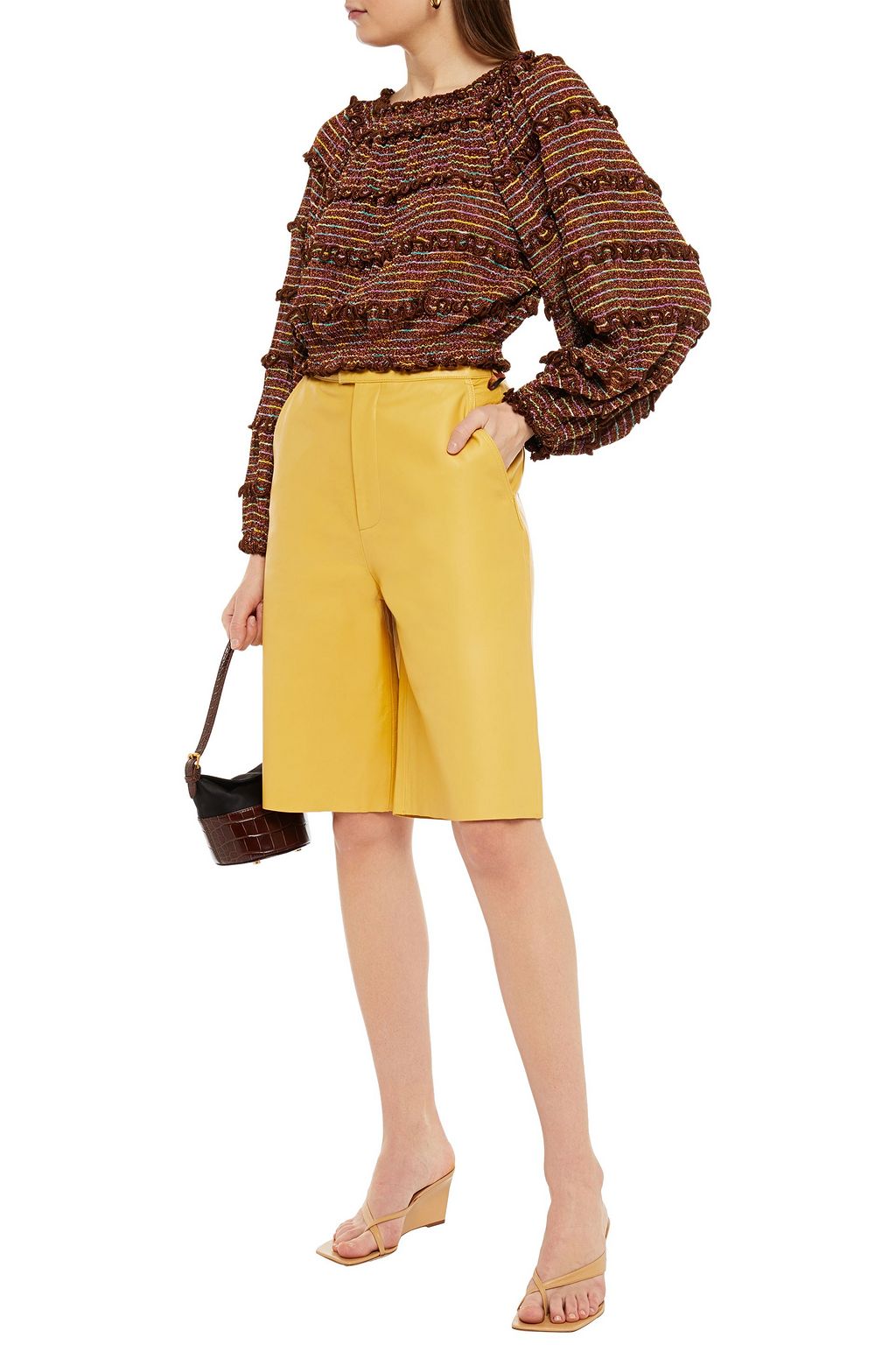 MISSONI Ruffled metallic crochet-knit top