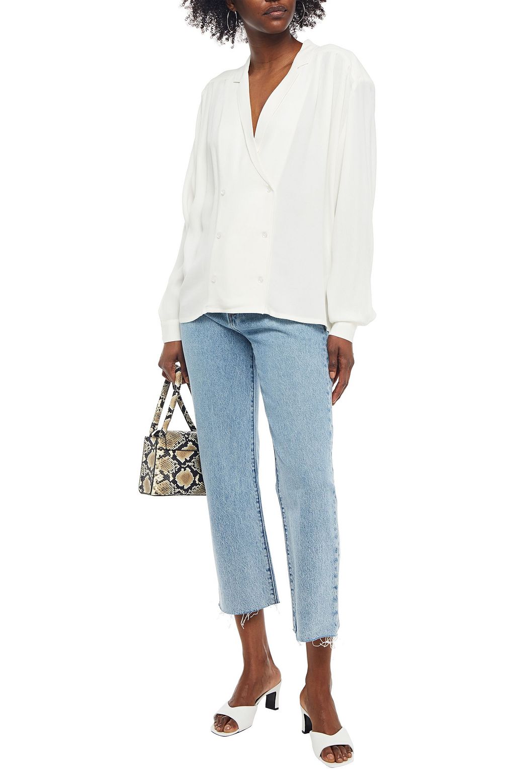 REMAIN BIRGER CHRISTENSEN Double-breasted pleated crepe blouse