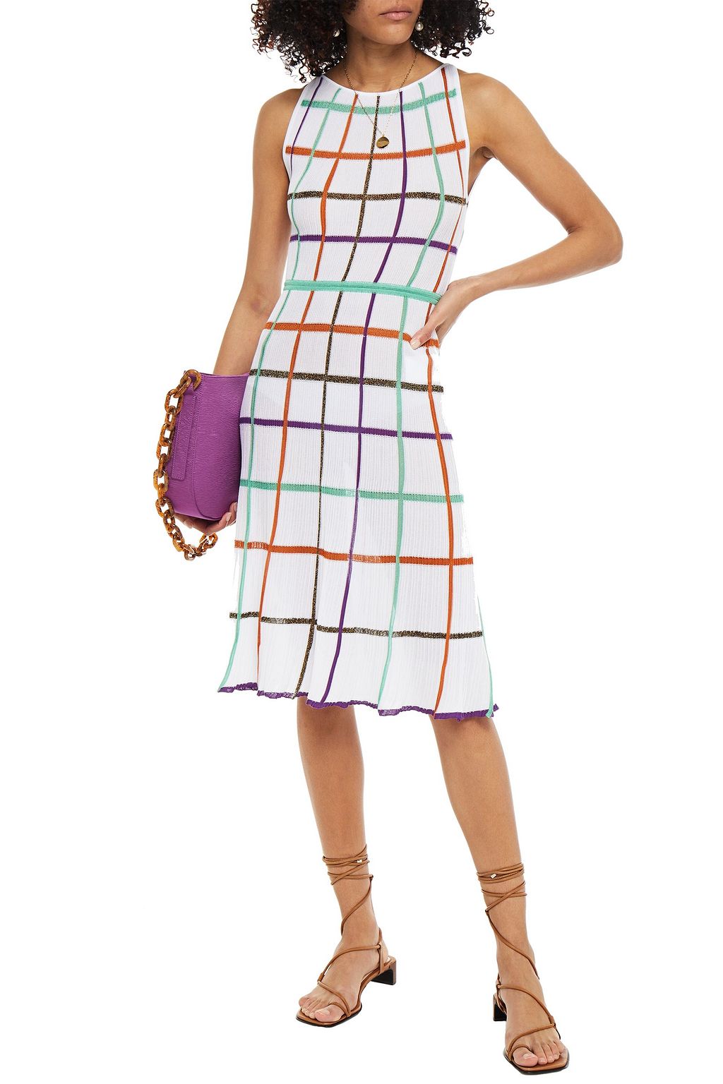 MISSONI Metallic checked cotton-blend dress