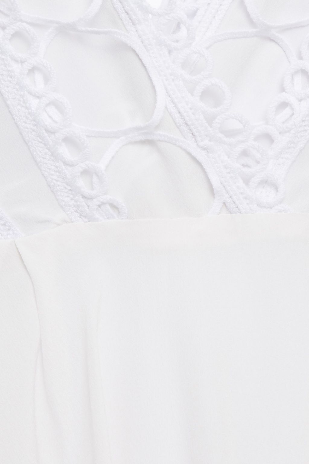 IRO Crochet-trimmed shirred silk-georgette mini dress