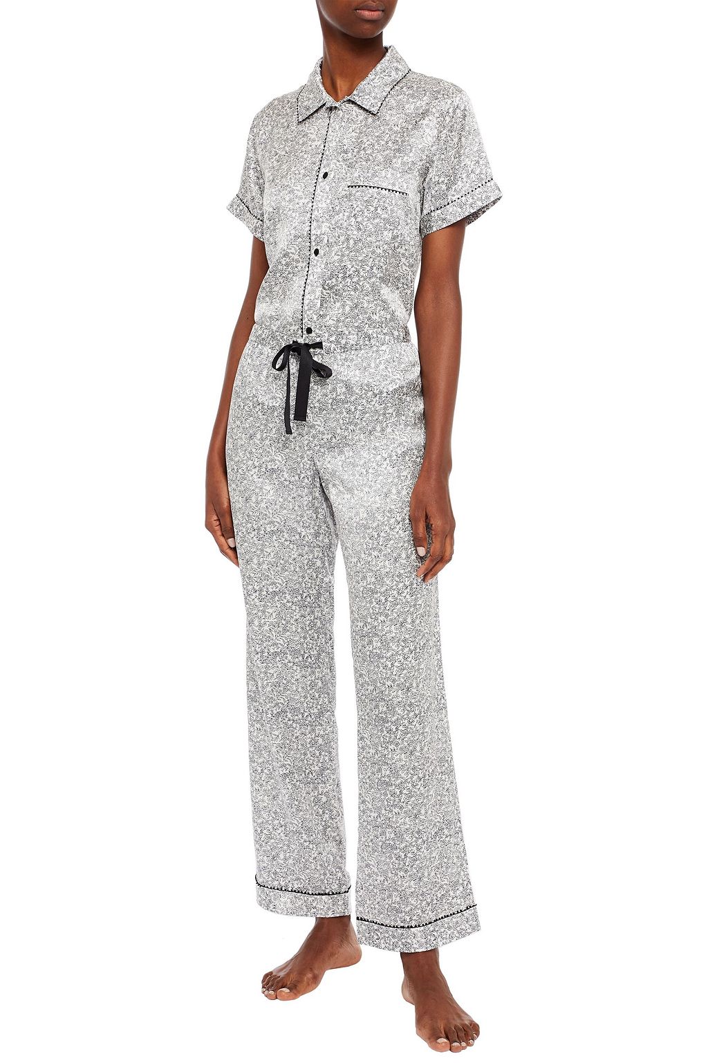 MORGAN LANE Chantal floral-print satin pajama pants