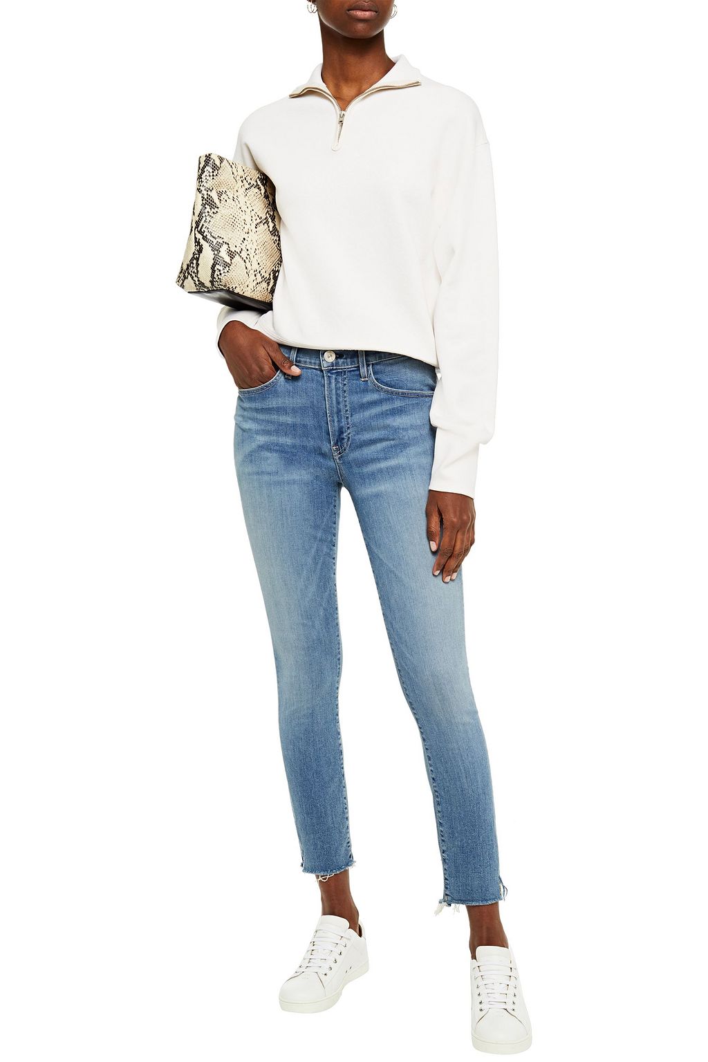 3X1 NYC Cropped frayed mid-rise skinny jeans