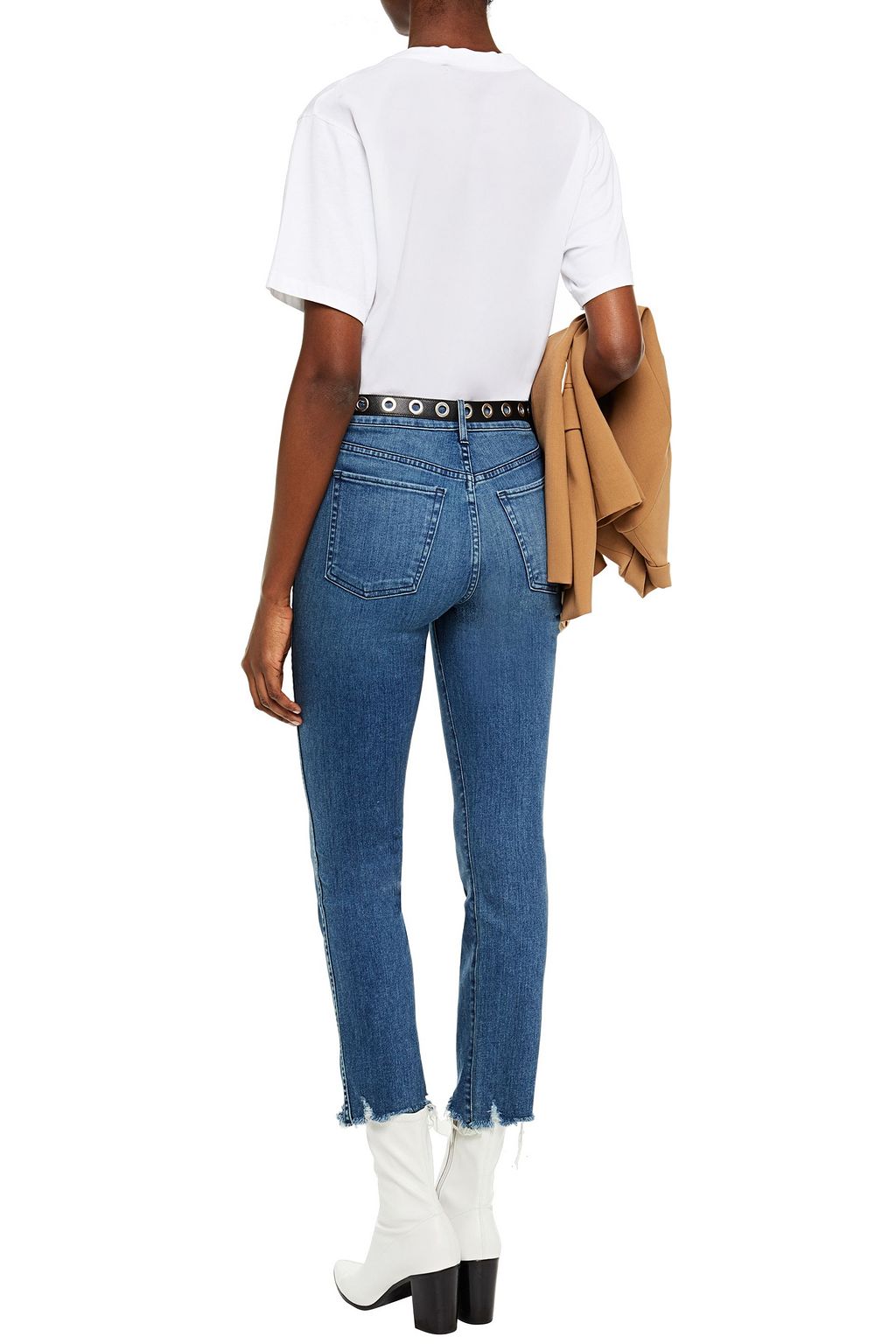 3X1 NYC Cropped frayed faded high-rise slim-leg jeans