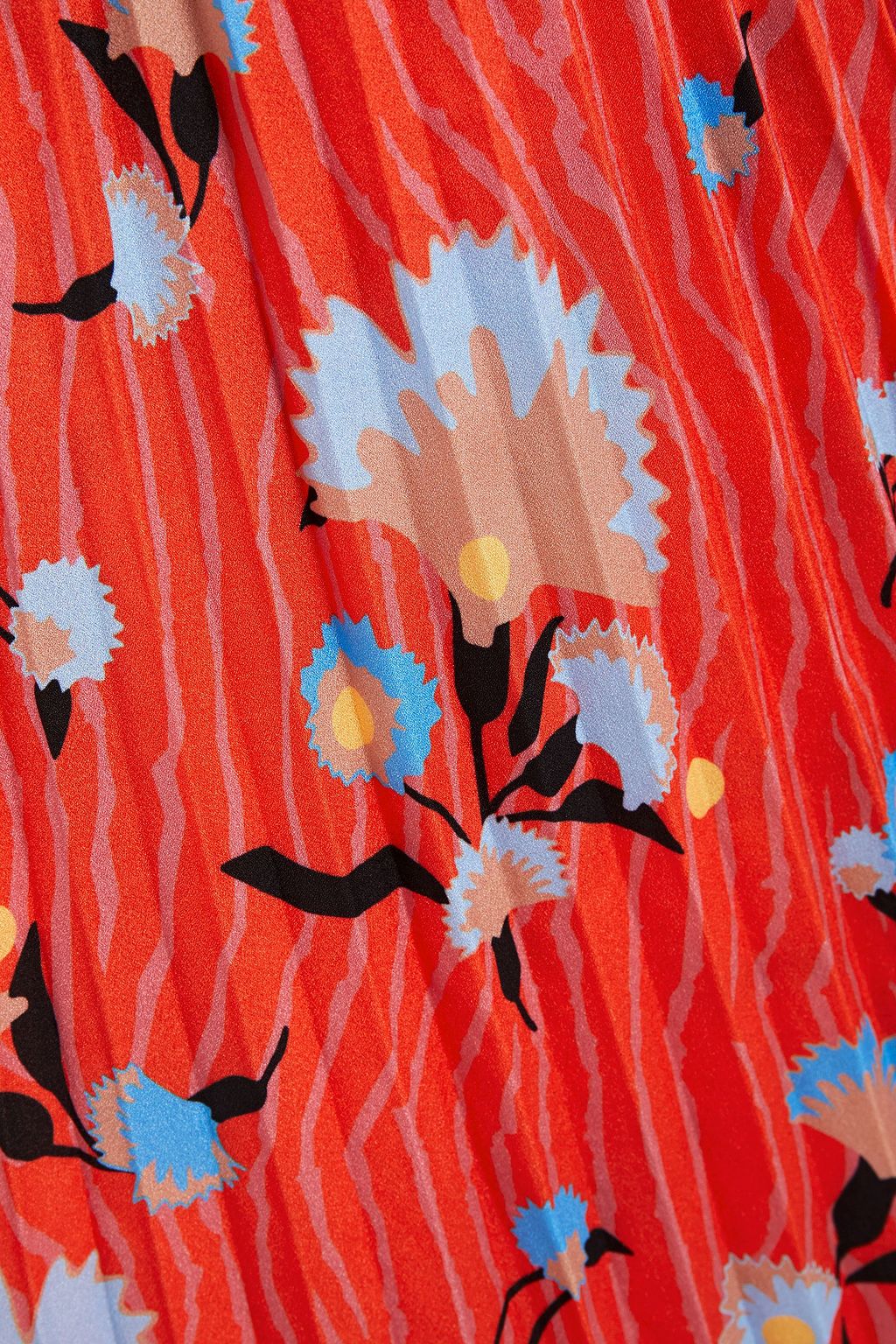SELF-PORTRAIT Pleated printed satin-crepe midi wrap dress