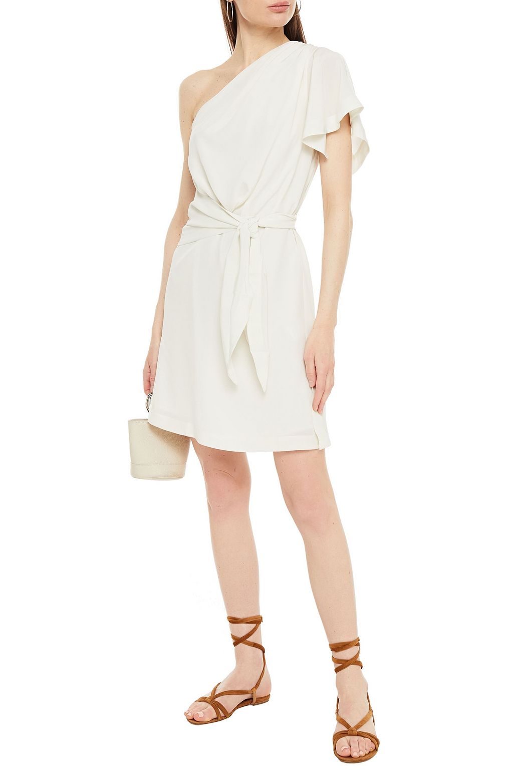 IRO Vauban one-shoulder belted silk crepe de chine dress