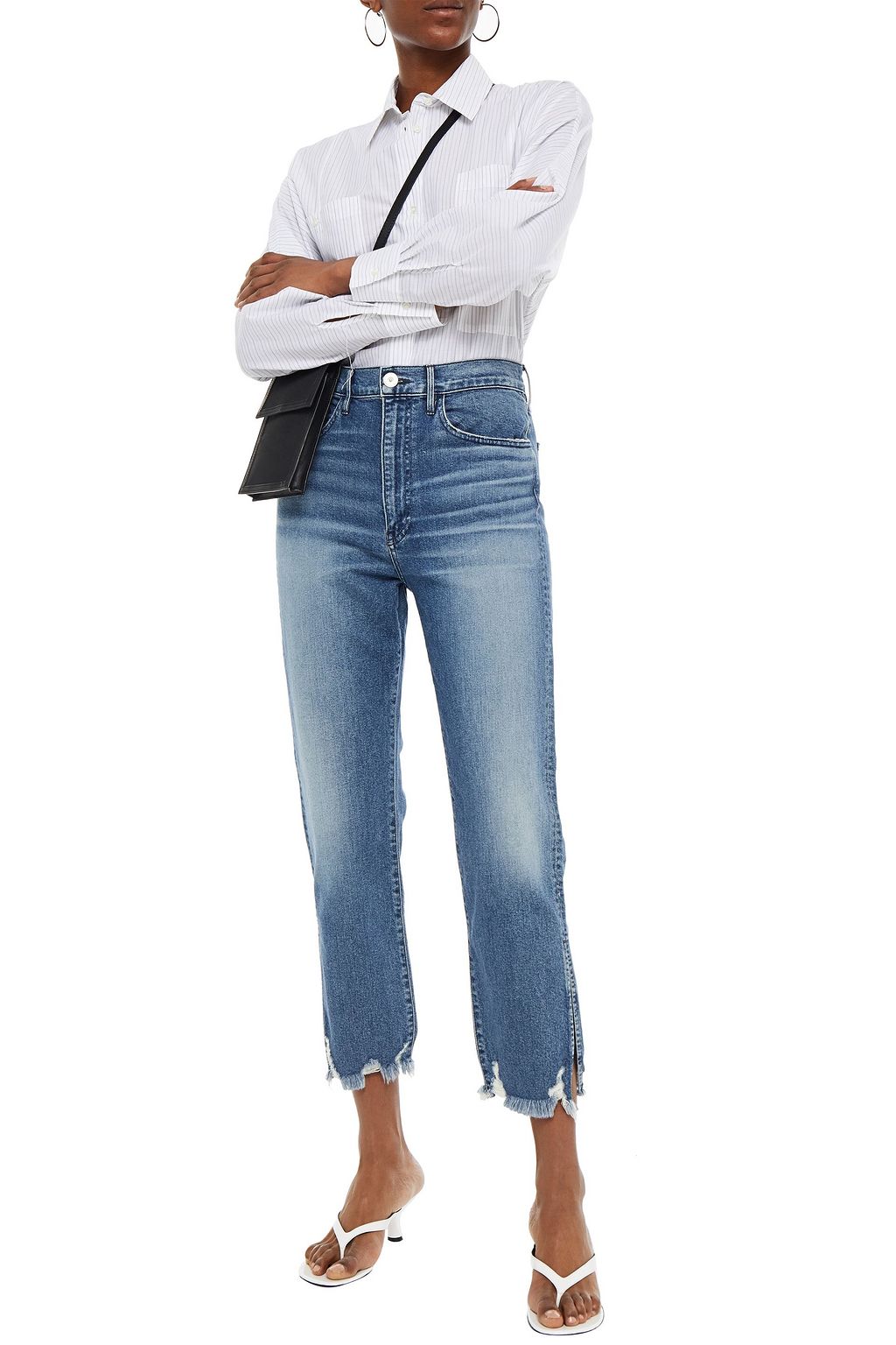 3X1 NYC Cropped distressed boyfriend jeans
