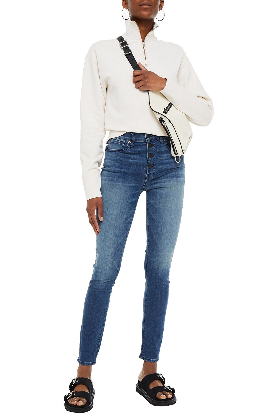 3x1 Cropped Faded High-rise Skinny Jeans